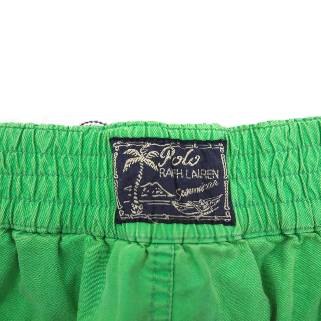 Polo by Ralph Lauren 90s Amphibious Big Pony Embroidered Swim Shorts, Medium, Green, Cotton, Nylon