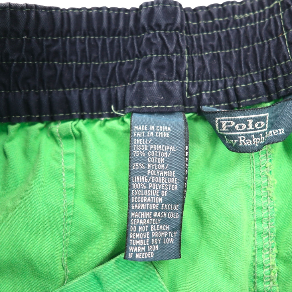 Polo by Ralph Lauren 90s Amphibious Big Pony Embroidered Swim Shorts, Medium, Green, Cotton, Nylon