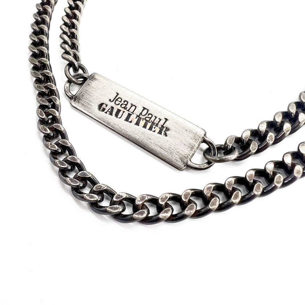 Jean Paul Gaultier Stencil Logo Plate Multi Chain Strap Wallet Chain Silver Archive