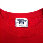 Lee 90s USA made FAIRVIEW print sweatshirt L Red cotton fleece lining arch logo
