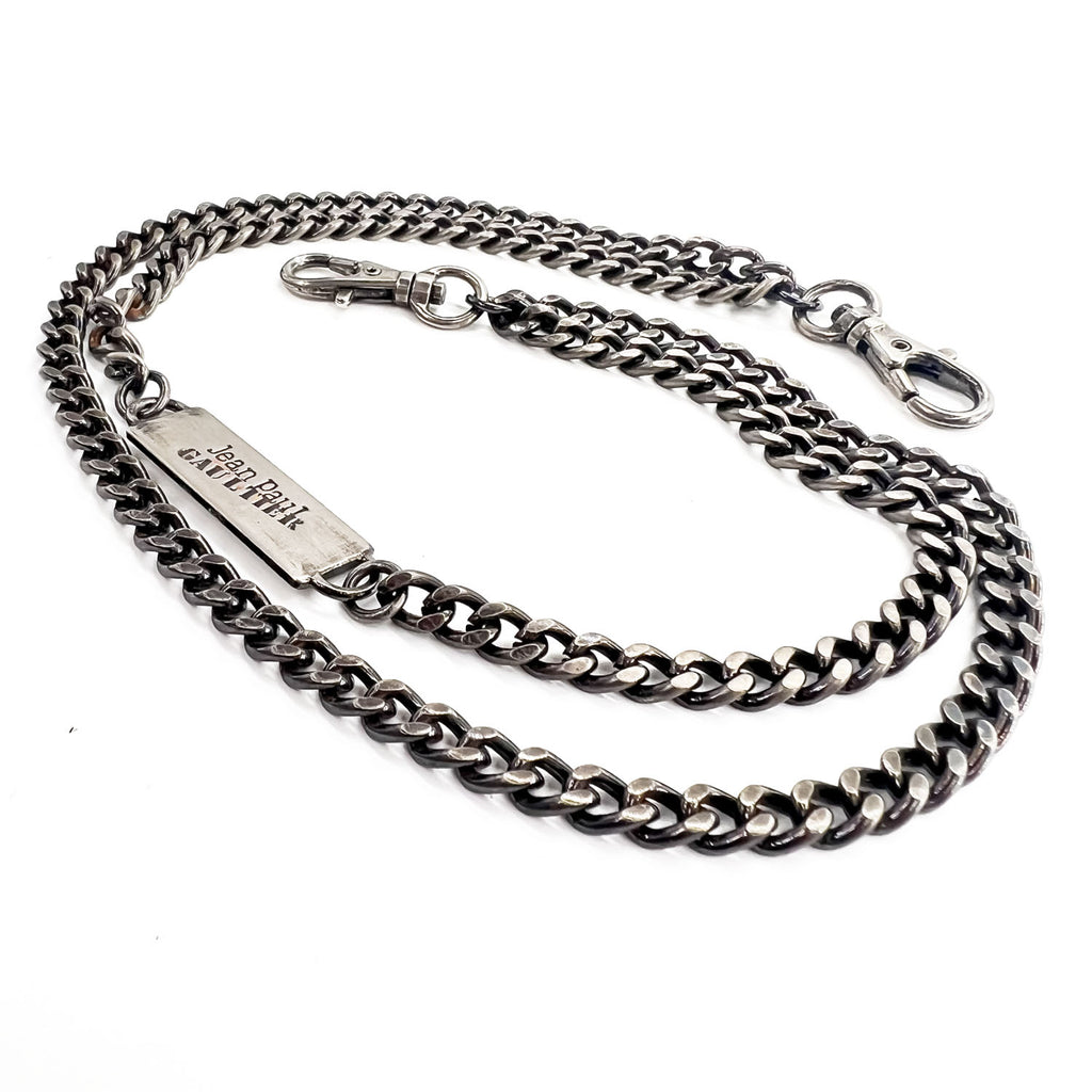 Jean Paul Gaultier Stencil Logo Plate Multi Chain Strap Wallet Chain Silver Archive