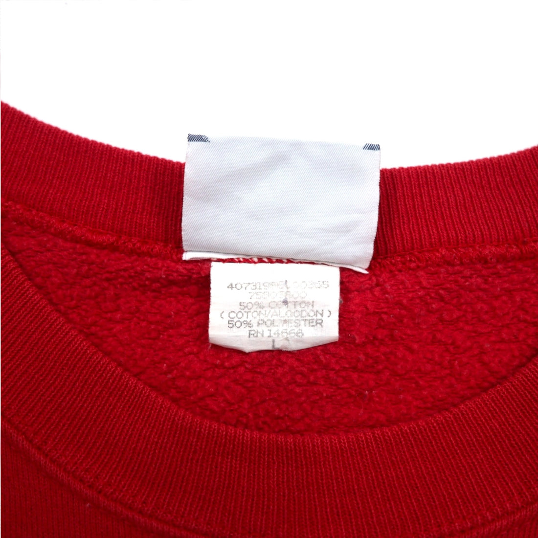 Lee 90s USA made FAIRVIEW print sweatshirt L Red cotton fleece lining arch logo