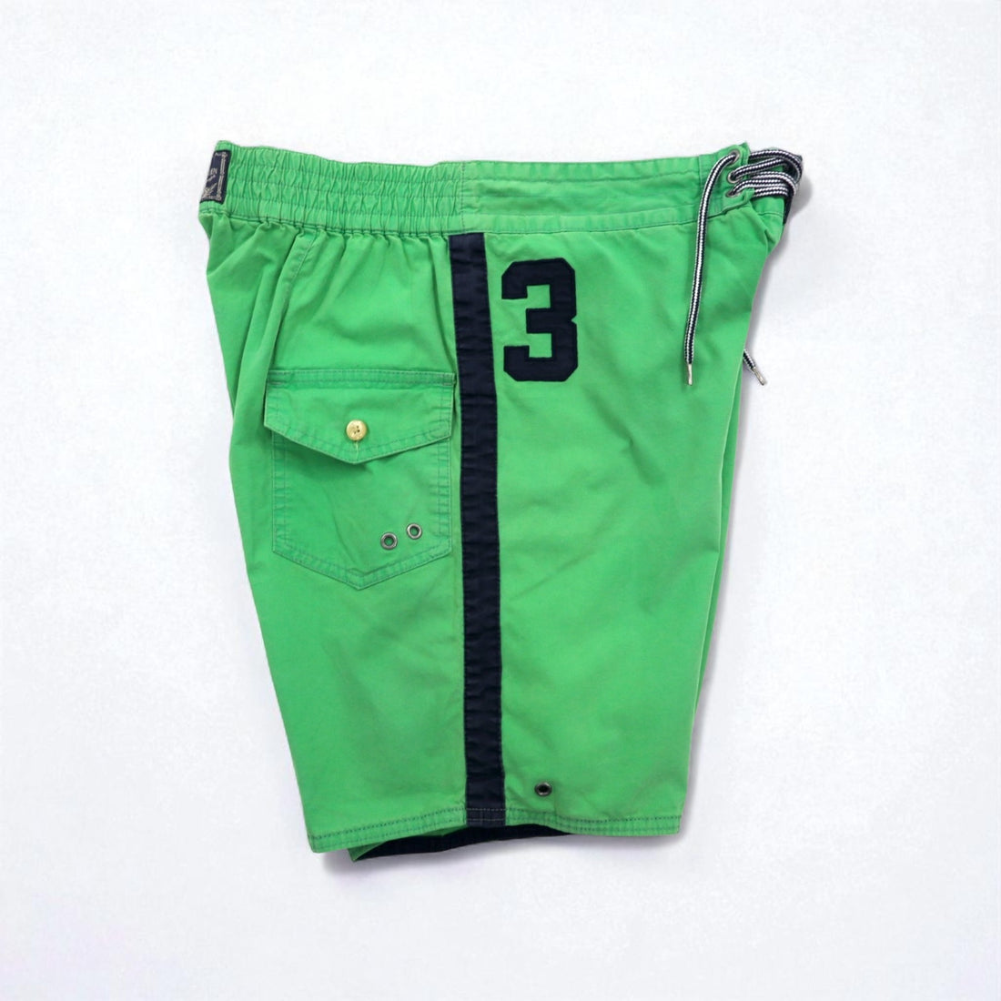 Polo by Ralph Lauren 90s Amphibious Big Pony Embroidered Swim Shorts, Medium, Green, Cotton, Nylon