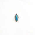 Vintage Navajo Style Turquoise Sterling Silver Long Oval Ring JP15 US7.5 Native