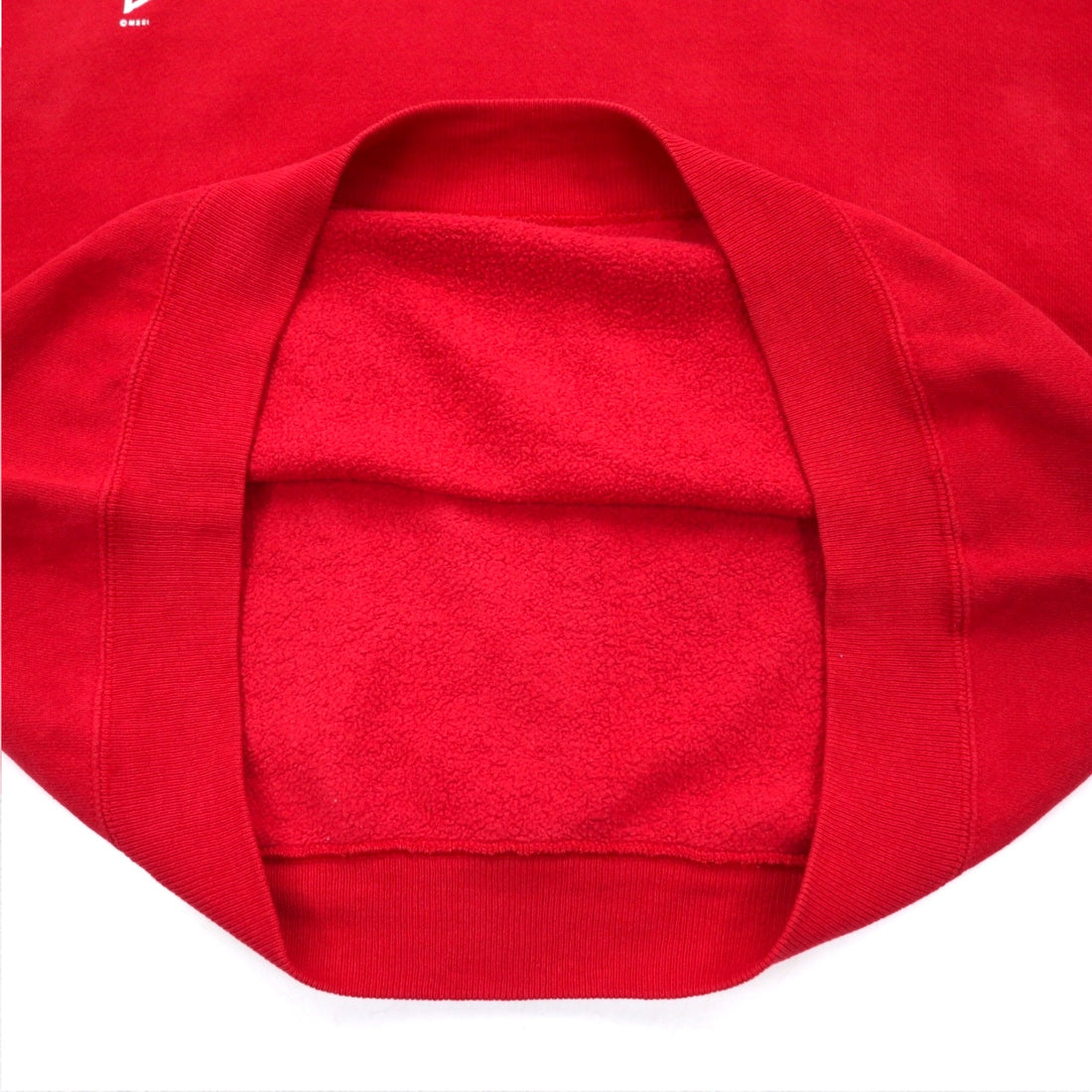 Lee 90s USA made FAIRVIEW print sweatshirt L Red cotton fleece lining arch logo