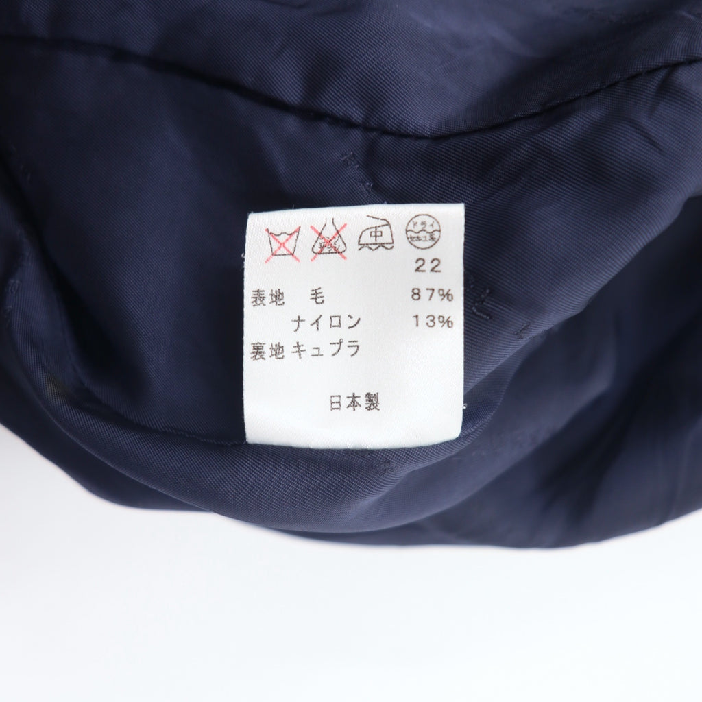 RALPH LAUREN 2B テーラードジャケット S ネイビー ウール ナイロン ストライプ ピークドラペル 日本製