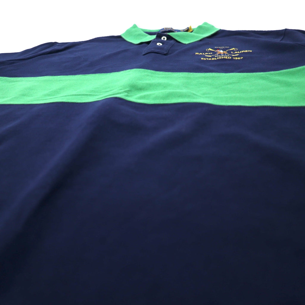 POLO RALPH LAUREN Numbering Polo Shirt XXL Navy Cotton CLASSIC FIT Pique RLPC Pony Embroidery Big Size