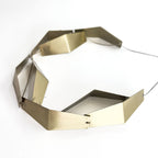 MARNI Geometric Folded Metal Plate Statement Necklace Gold Silver Tone Modernist