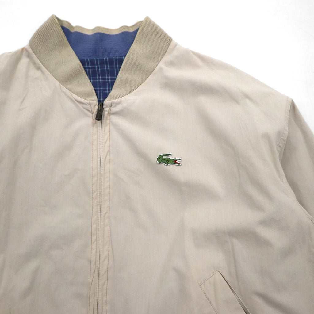 LACOSTE 80s Reversible Swing Top Harrington Jacket XL Navy Beige Check One Point Logo