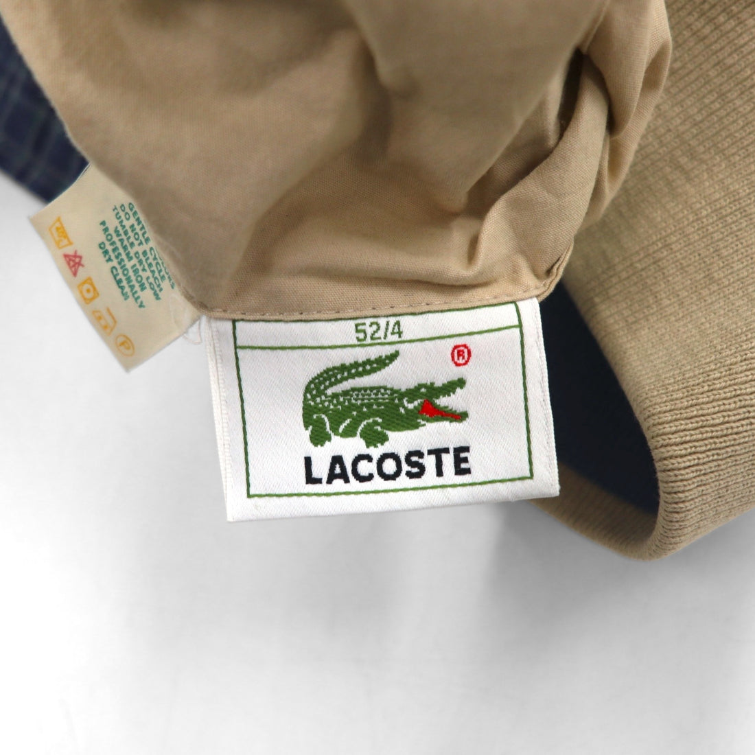 LACOSTE 80s Reversible Swing Top Harrington Jacket XL Navy Beige Check One Point Logo
