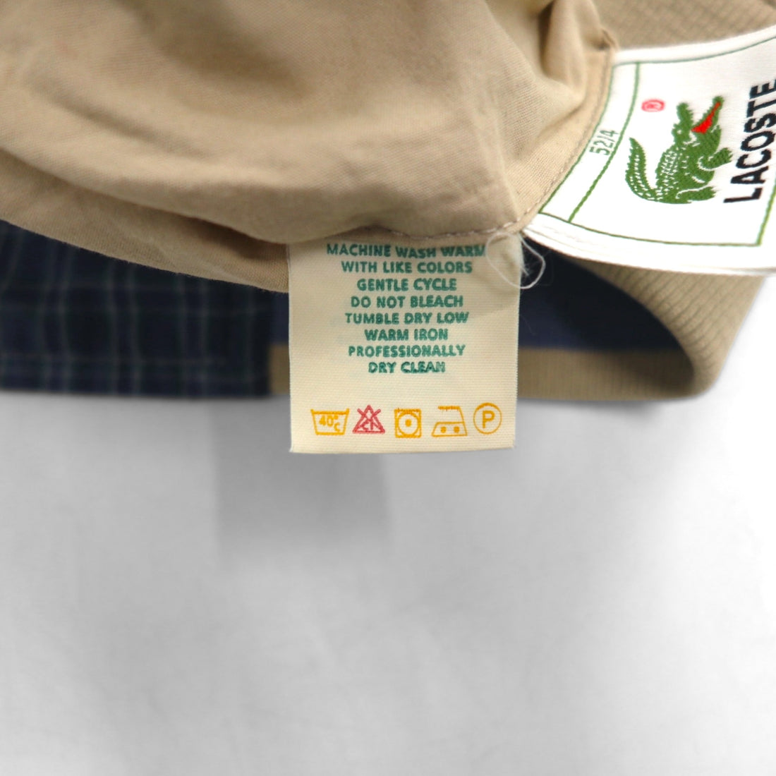 LACOSTE 80s Reversible Swing Top Harrington Jacket XL Navy Beige Check One Point Logo