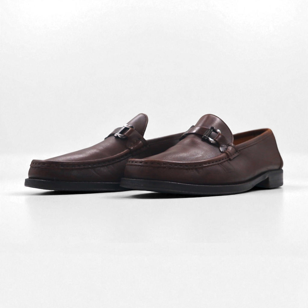 Salvatore Ferragamo Gancini Horsebit Loafers, Size 26cm, Leather and Metal, UR37761, Made in Italy