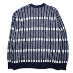SEARS 80s Acrylic Rib Knit Cardigan L Blue Border