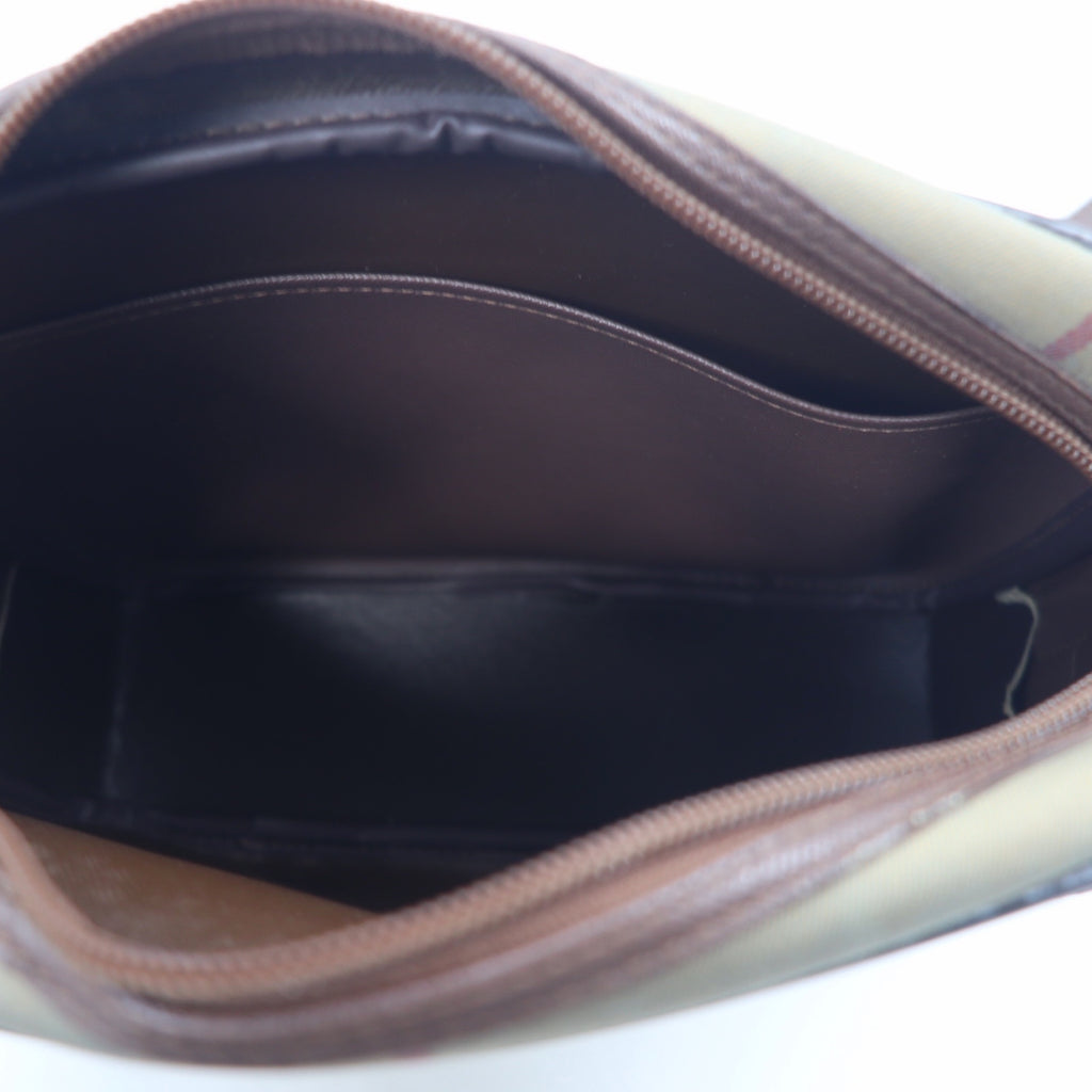 Burberrys オールド ウィンドウペン チェック カメラバッグ ショルダーバッグ ベージュ 玉虫 ナイロン キャンバス レザー