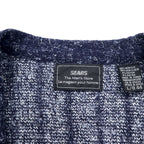 SEARS 80s Acrylic Rib Knit Cardigan L Blue Border