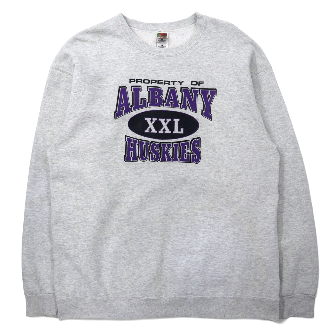 日本然リトテ-古着オンライン-FRUIT OF THE LOOM 00年代 カレッジ プリント スウェット XL グレー コットン ALBANY HUSKIES 3段プリント メキシコ製-FRUIT OF THE LOOM 00's College Print Sweatshirt XL Gray Cotton ALBANY HUSKIES 3 Tier Print Mexico Made