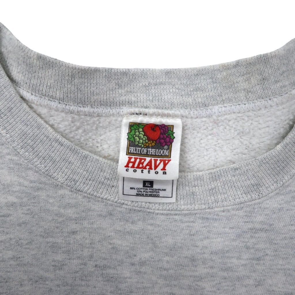FRUIT OF THE LOOM 00s College Print Sweatshirt, XL, Grey, Cotton, ALBANY HUSKIES 3-Layer Print, Made in Mexico