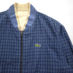 LACOSTE 80s Reversible Swing Top Harrington Jacket XL Navy Beige Check One Point Logo