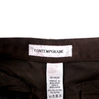 90s CONTEMPORAINE Faux Suede Slacks, XL, Brown, Polyester