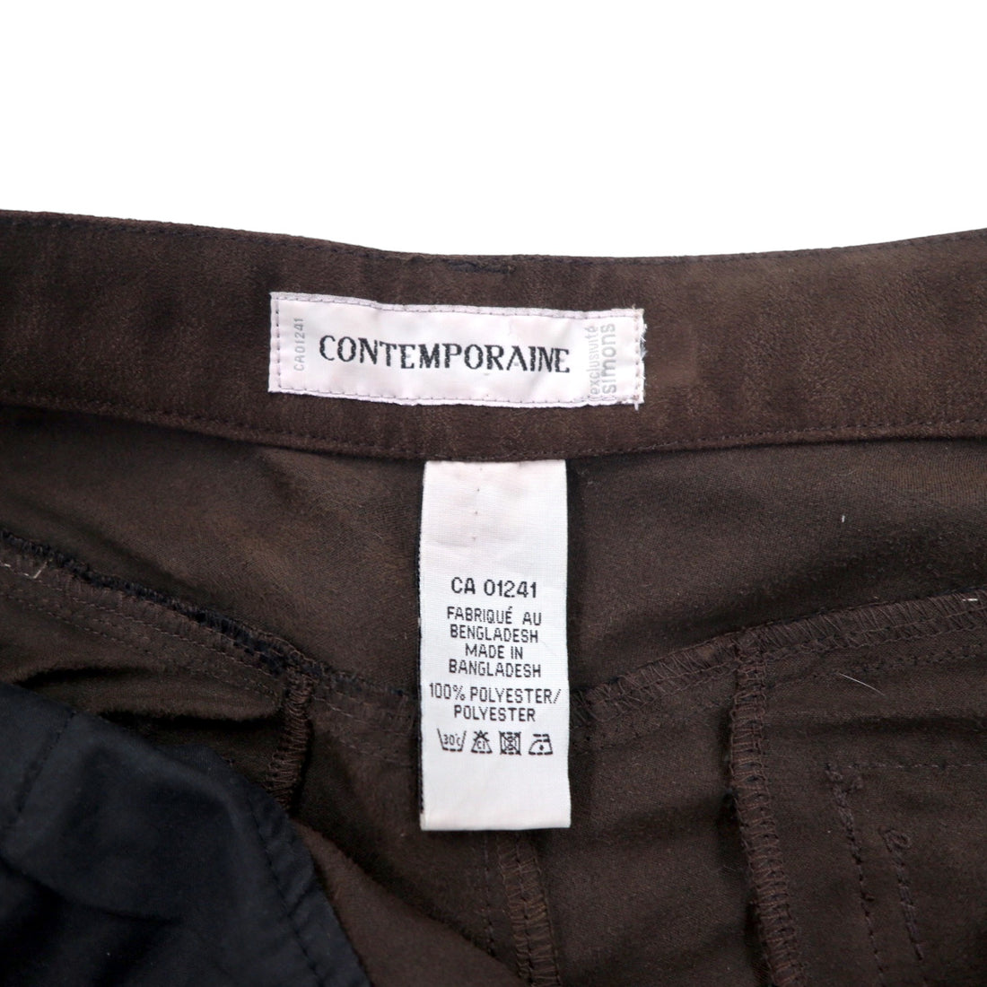 90s CONTEMPORAINE Faux Suede Slacks, XL, Brown, Polyester