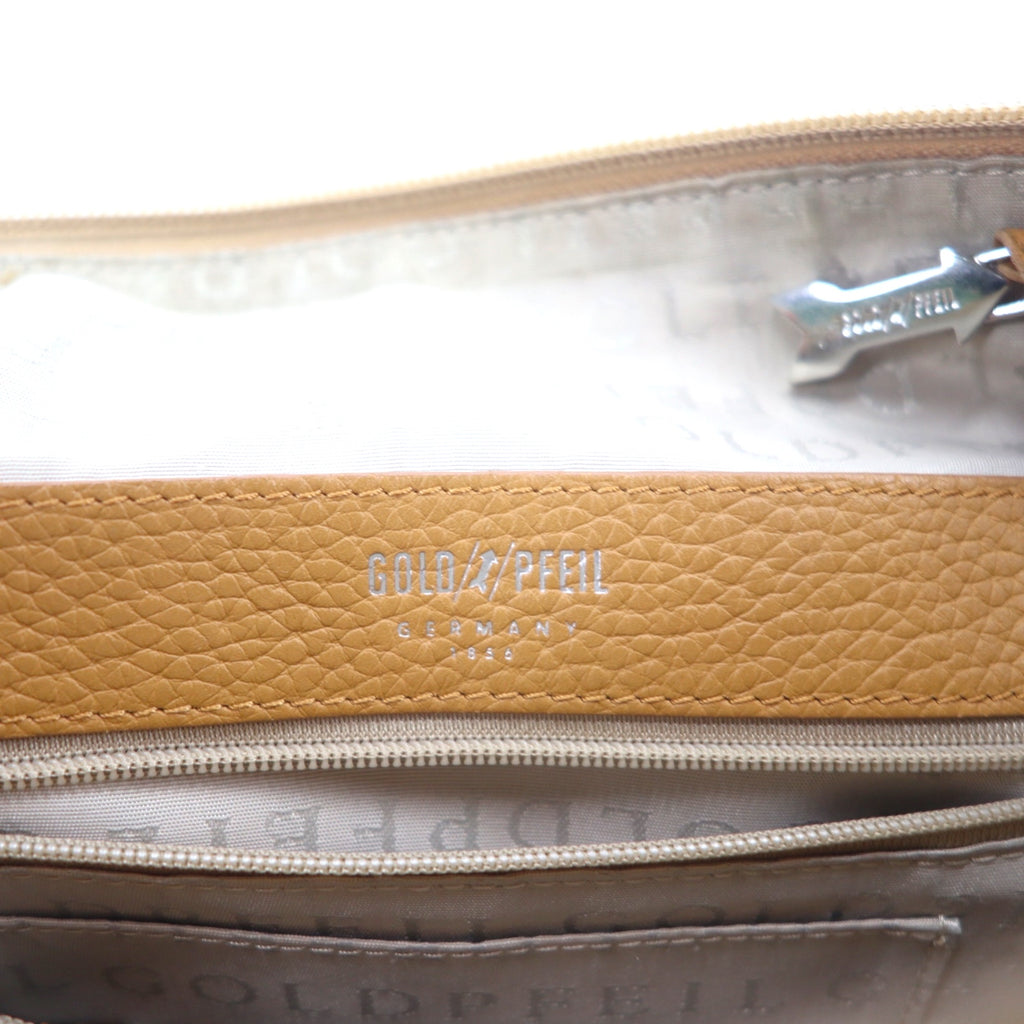 GOLD PFEIL Leather Shoulder Bag Brown Grained Leather
