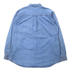 WARNER BROS. 90s Big Size Character Embroidered Denim Shirt M Blue Cotton LOONEY TUNES Wile E. Coyote