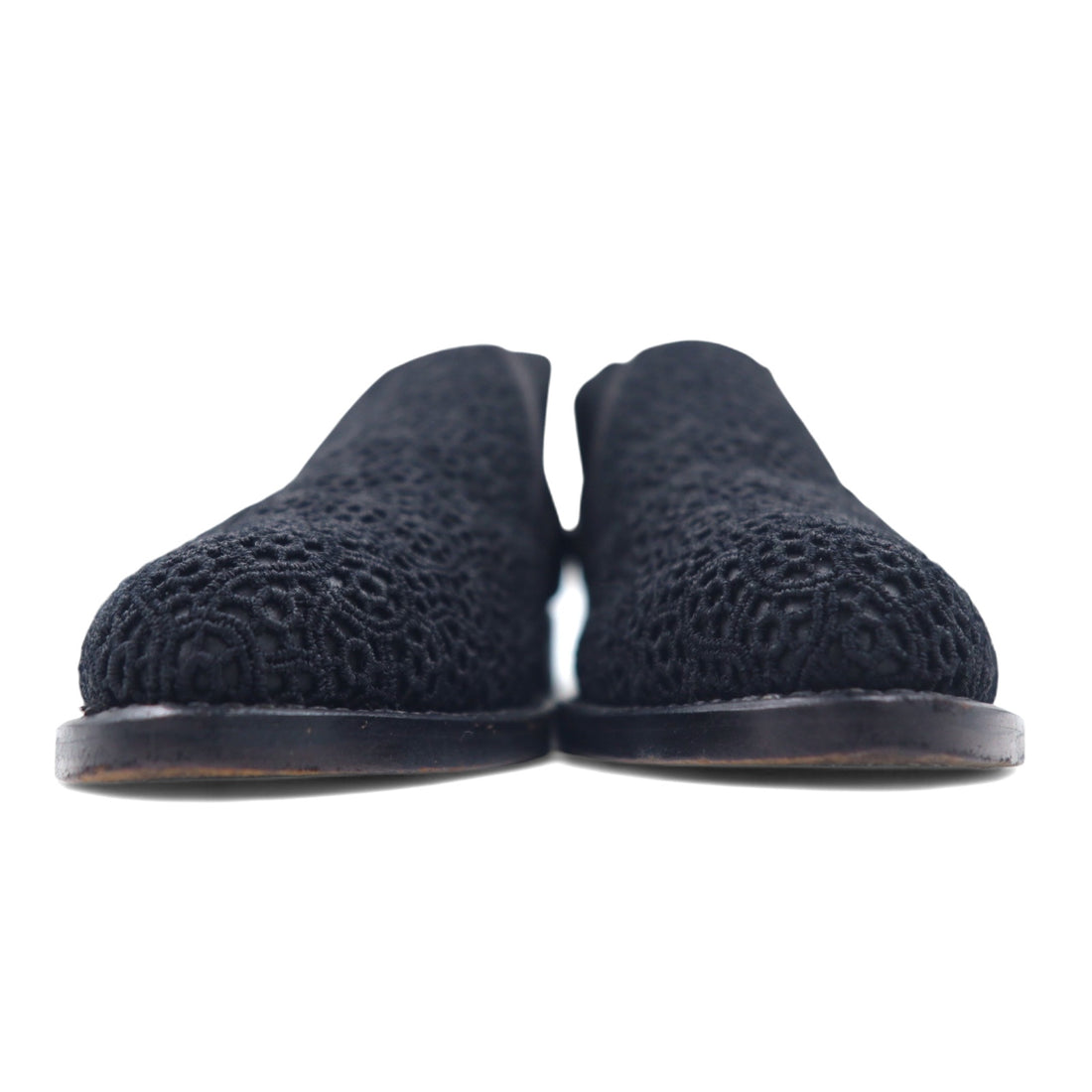 COMME des GARCONS Flower Lace Ankle Boots Short Boots Side Gore 23cm Black Leather Made in Japan