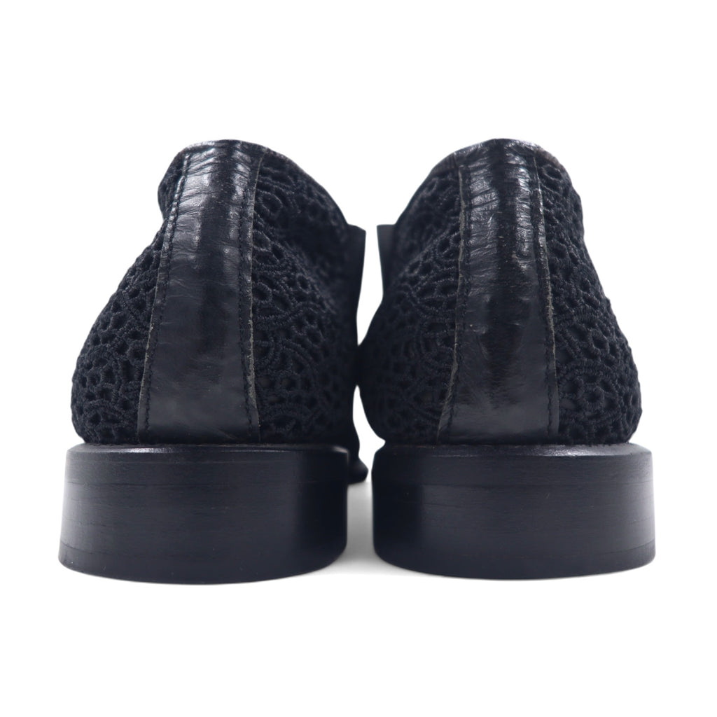 COMME des GARCONS Flower Lace Ankle Boots Short Boots Side Gore 23cm Black Leather Made in Japan