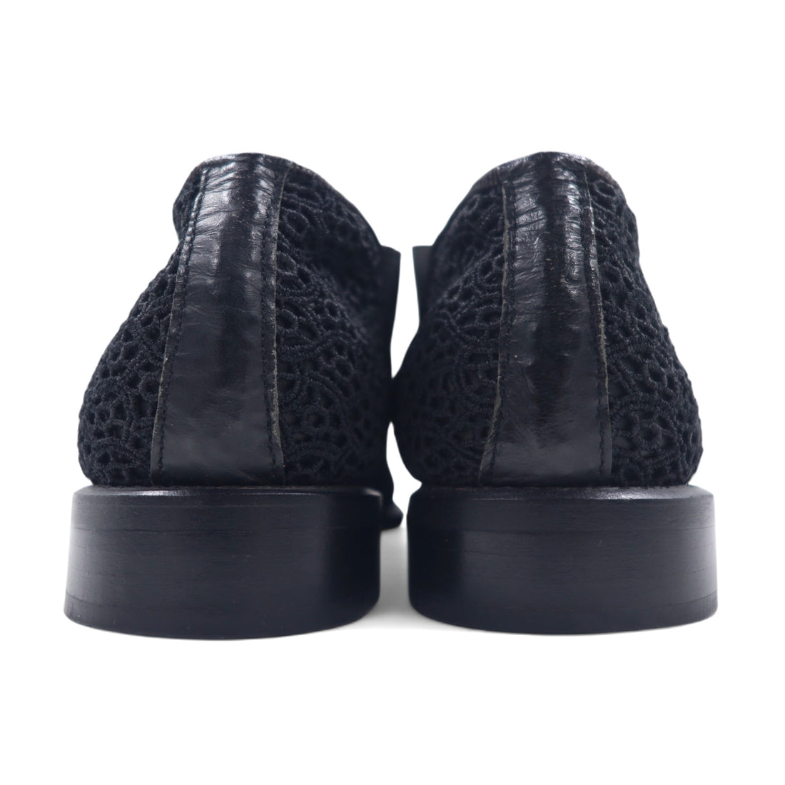 COMME des GARCONS Flower Lace Ankle Boots Short Boots Side Gore 23cm Black Leather Made in Japan