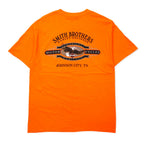 HARLEY DAVIDSON USA made logo print T-shirt L orange cotton SMITH BROTHERS double-sided print Hanes BEEFY-T
