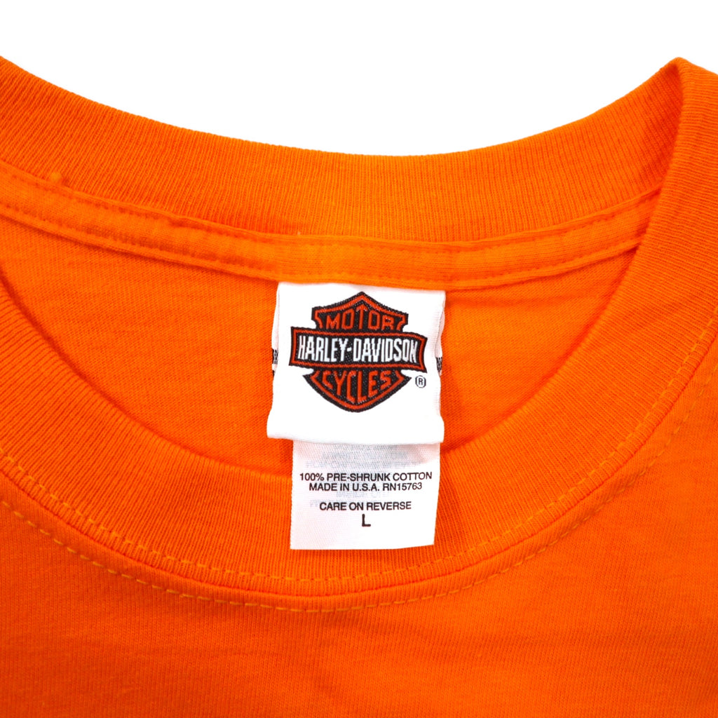 HARLEY DAVIDSON USA made logo print T-shirt L orange cotton SMITH BROTHERS double-sided print Hanes BEEFY-T