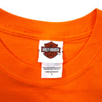 HARLEY DAVIDSON USA made logo print T-shirt L orange cotton SMITH BROTHERS double-sided print Hanes BEEFY-T