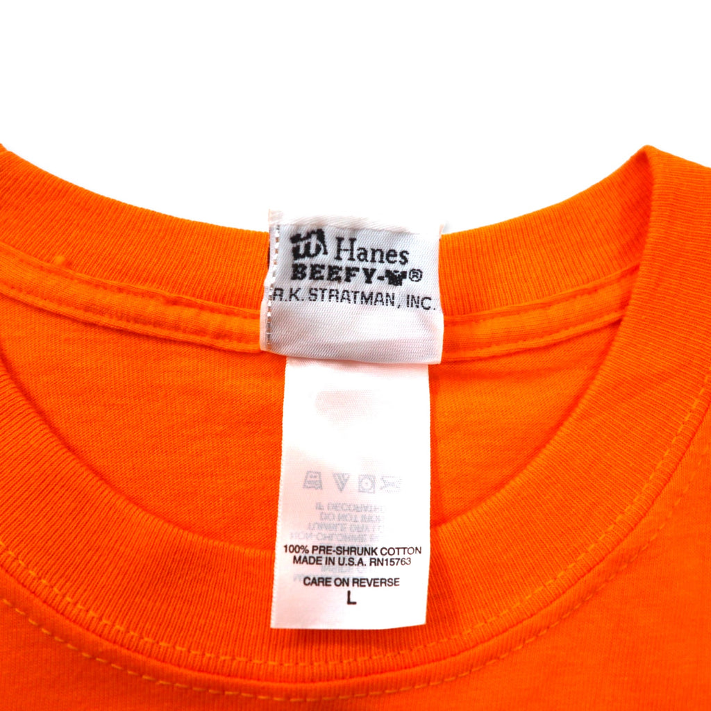 HARLEY DAVIDSON USA made logo print T-shirt L orange cotton SMITH BROTHERS double-sided print Hanes BEEFY-T