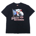 日本然リトテ-古着オンライン-HARLEY DAVIDSON ロゴプリント Tシャツ L ブラック コットン 両面プリント EL PASO TEXAS ニカラグア製-HARLEY DAVIDSON Logo Print T-Shirt L Black Cotton Double Sided Print EL PASO TEXAS Nicaragua Made
