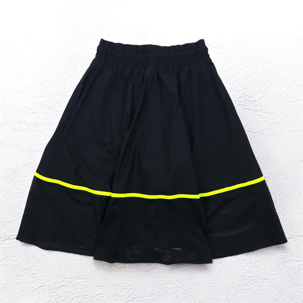 NIKE Mesh Skirt M Black Yellow Logo Print AS W NSW SKIRT MESH CU4031-017