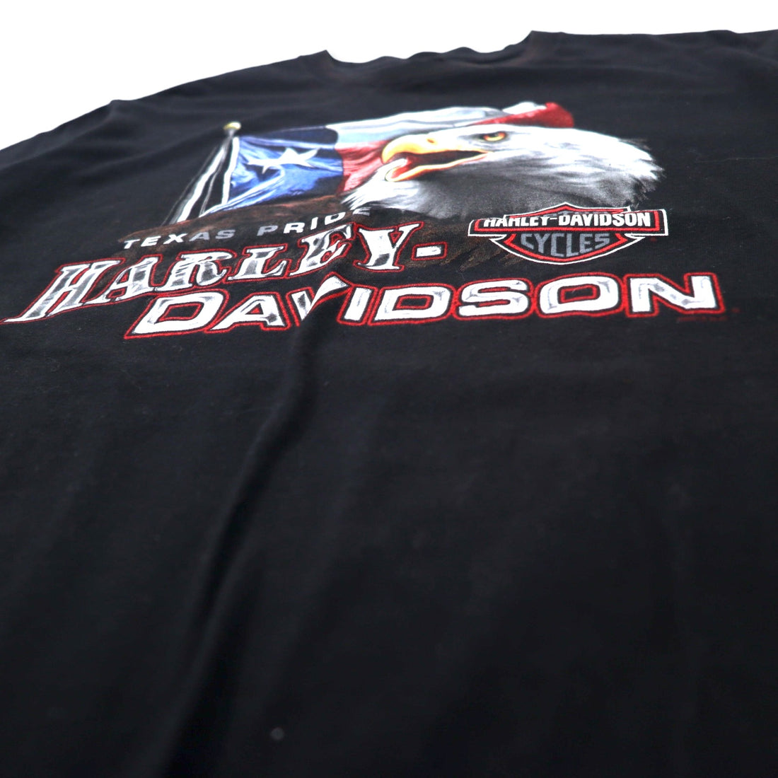 HARLEY DAVIDSON Logo Print T-Shirt L Black Cotton Double Sided Print EL PASO TEXAS Made in Nicaragua
