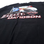 HARLEY DAVIDSON Logo Print T-Shirt L Black Cotton Double Sided Print EL PASO TEXAS Made in Nicaragua