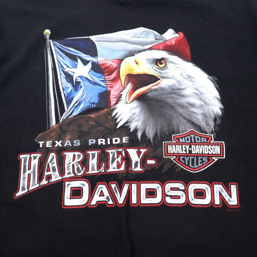 HARLEY DAVIDSON Logo Print T-Shirt L Black Cotton Double Sided Print EL PASO TEXAS Made in Nicaragua