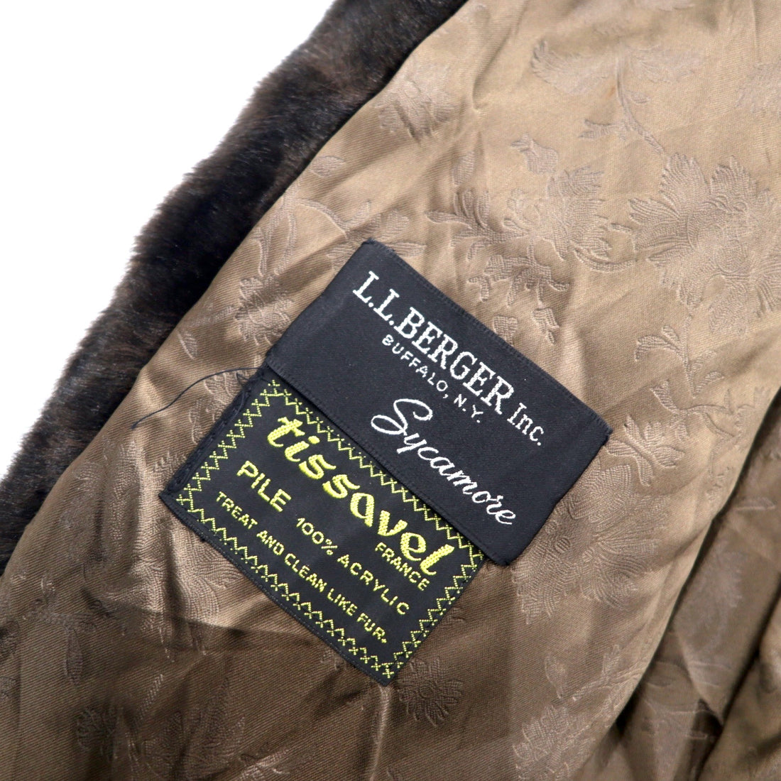 USA製 60年代 L.L.BERGER フェイクファージャケット L ブラウン アクリル ILGWU  ユニオンメイド tissavel FRANCE