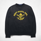 Polo Ralph Lauren Vintage V-Neck Sweatshirt, Size S, Black, 105TH NAVAL STA