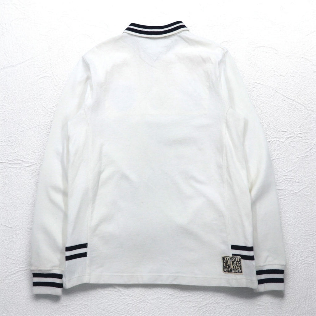 TOMMY HILFIGER リブライン ラガーシャツ L ホワイト コットン ナンバリング VINTAGE FIT