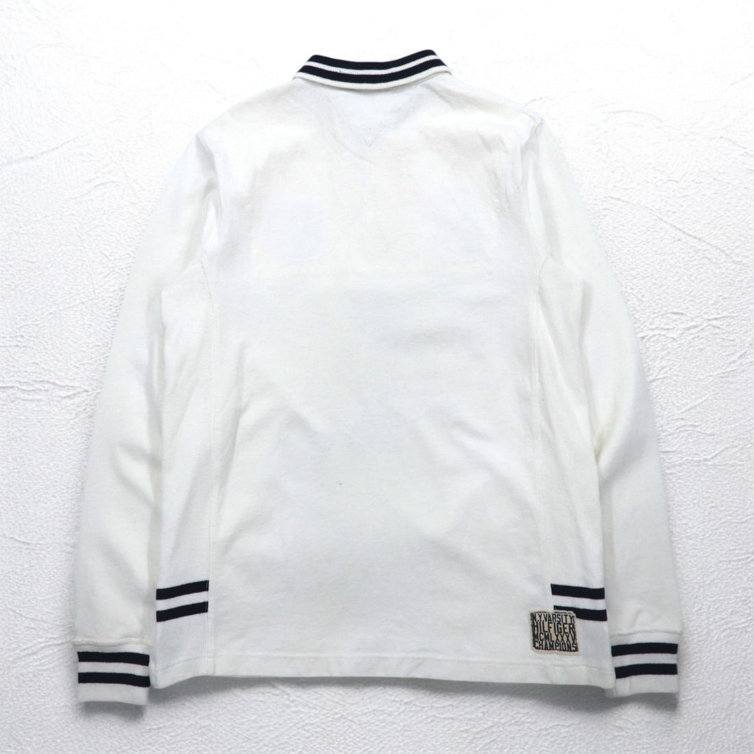 TOMMY HILFIGER リブライン ラガーシャツ L ホワイト コットン ナンバリング VINTAGE FIT