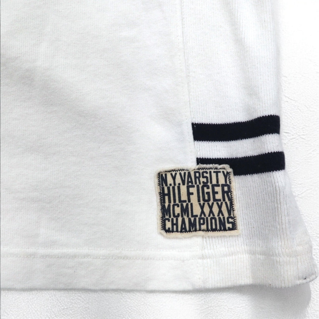 TOMMY HILFIGER リブライン ラガーシャツ L ホワイト コットン ナンバリング VINTAGE FIT
