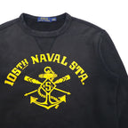 Polo Ralph Lauren Vintage V-Neck Sweatshirt, Size S, Black, 105TH NAVAL STA