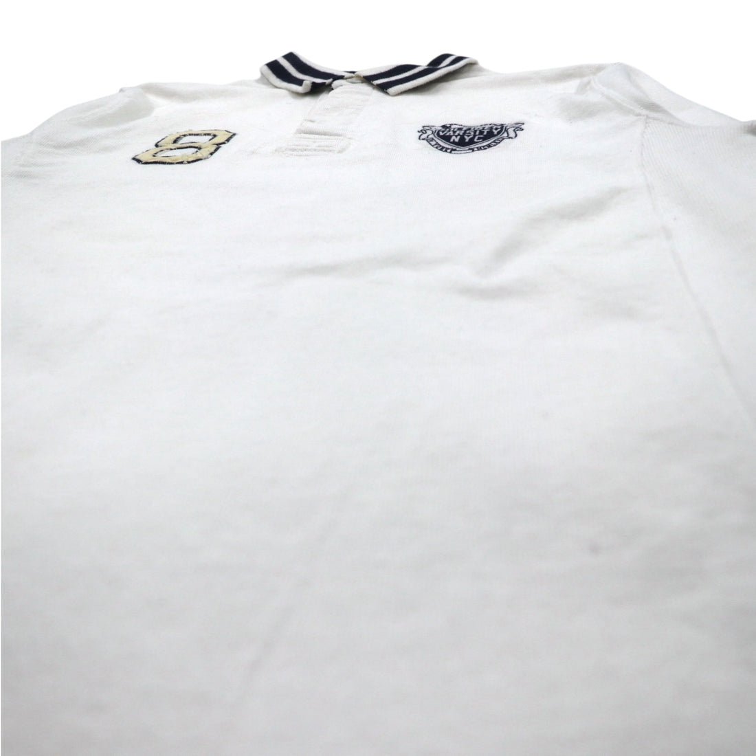 TOMMY HILFIGER リブライン ラガーシャツ L ホワイト コットン ナンバリング VINTAGE FIT