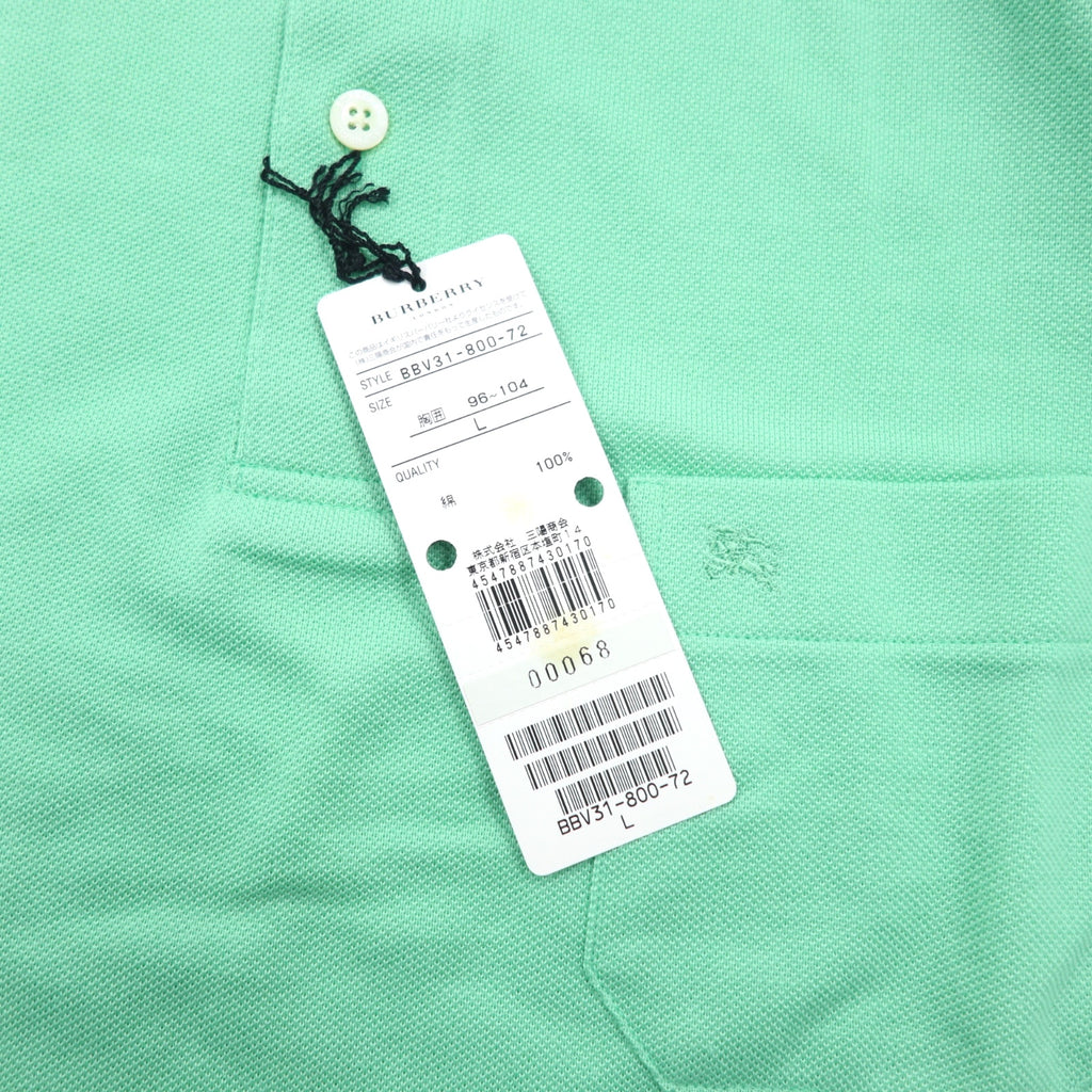 BURBERRY LONDON Pique Polo Shirt L Green Cotton Pocket Made in Japan Unused