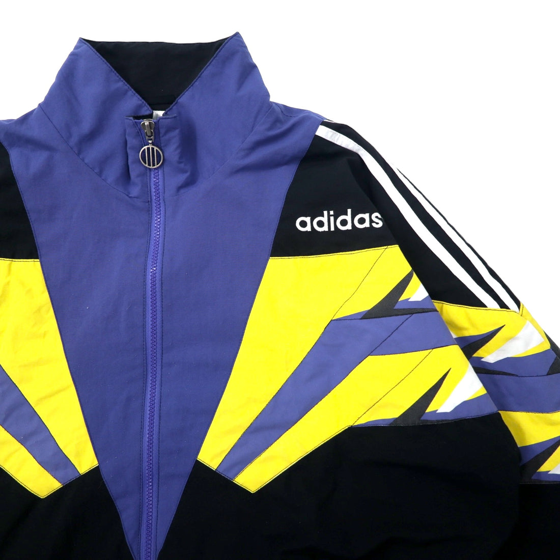Adidas 90s Track Jacket Jersey L Black Polyester Trefoil Logo Silver Tag