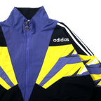 Adidas 90s Track Jacket Jersey L Black Polyester Trefoil Logo Silver Tag