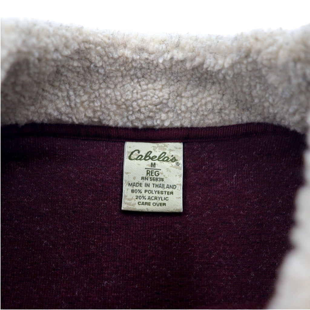 Cabela's ハイネック ボアフリース プルオーバー M ボルドー ポリエステル アクリル