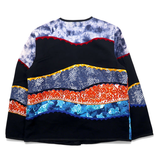 90s Julia Kim Design Embroidered Patchwork Jacket M Blue All-over Pattern Cotton Rayon Retro